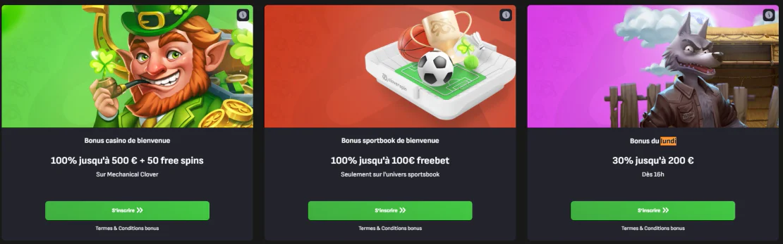 Promotions régulières et bonus en ligne sur Cloverspin Casino